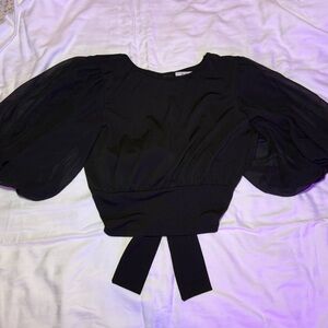 Elegant Black Puff Sleeve Top
